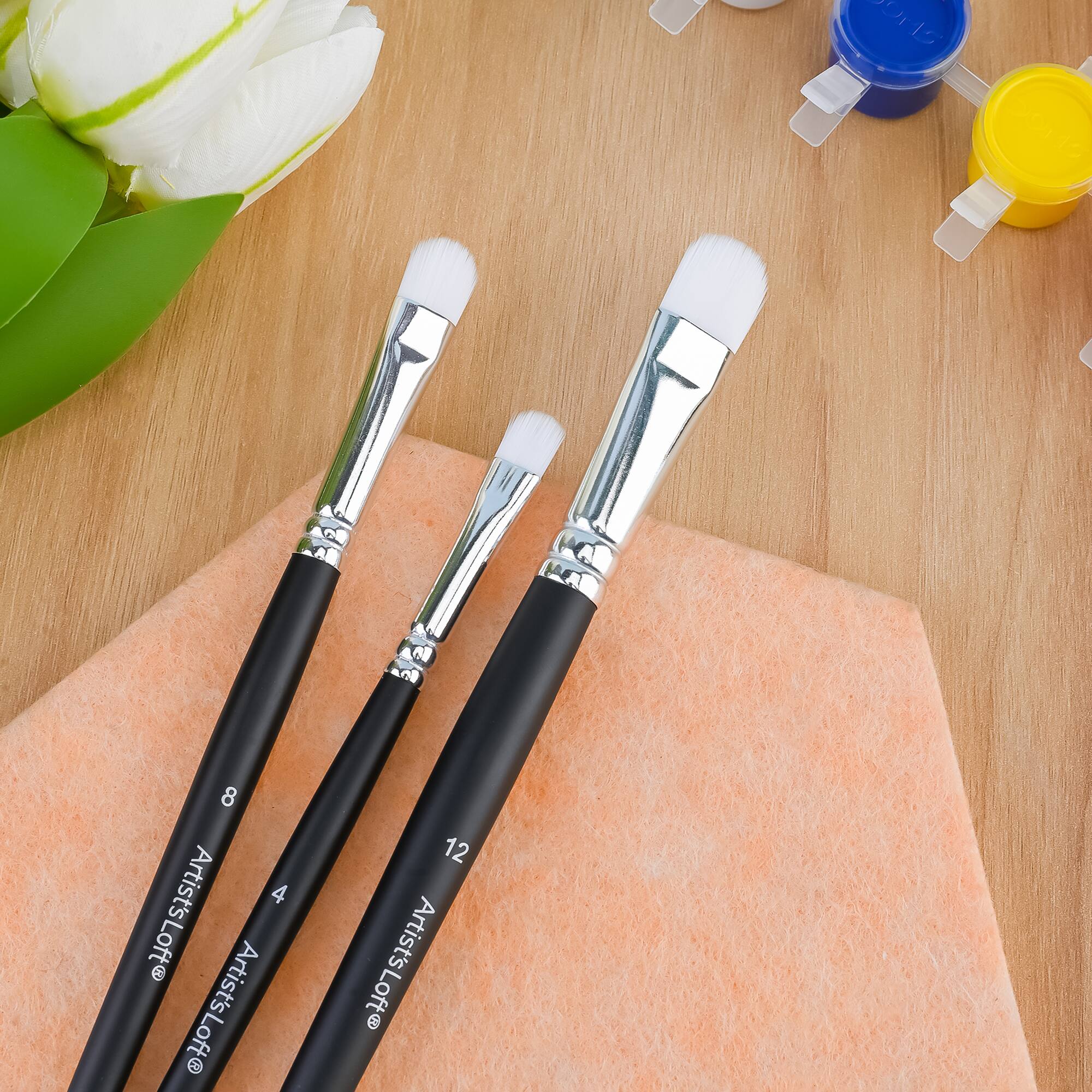 Scrubber White Taklon 3 Piece Mixed Media Brush Set by Artist's Loft®